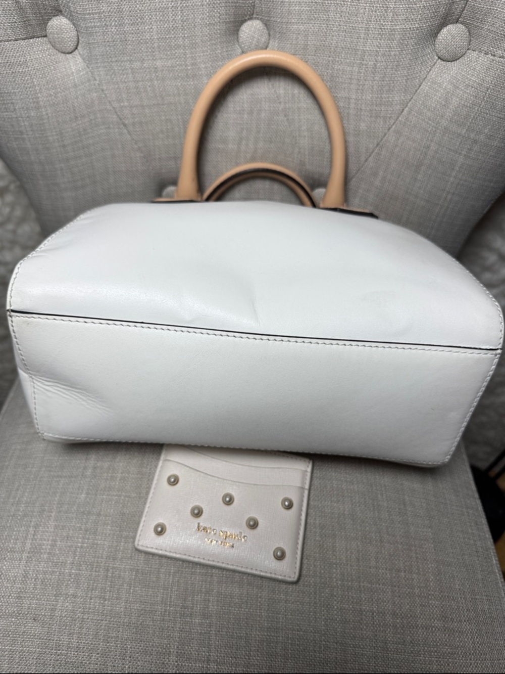 kate spade White & Tan Leather Satchel with Matching Card Case - Picture 3 of 7